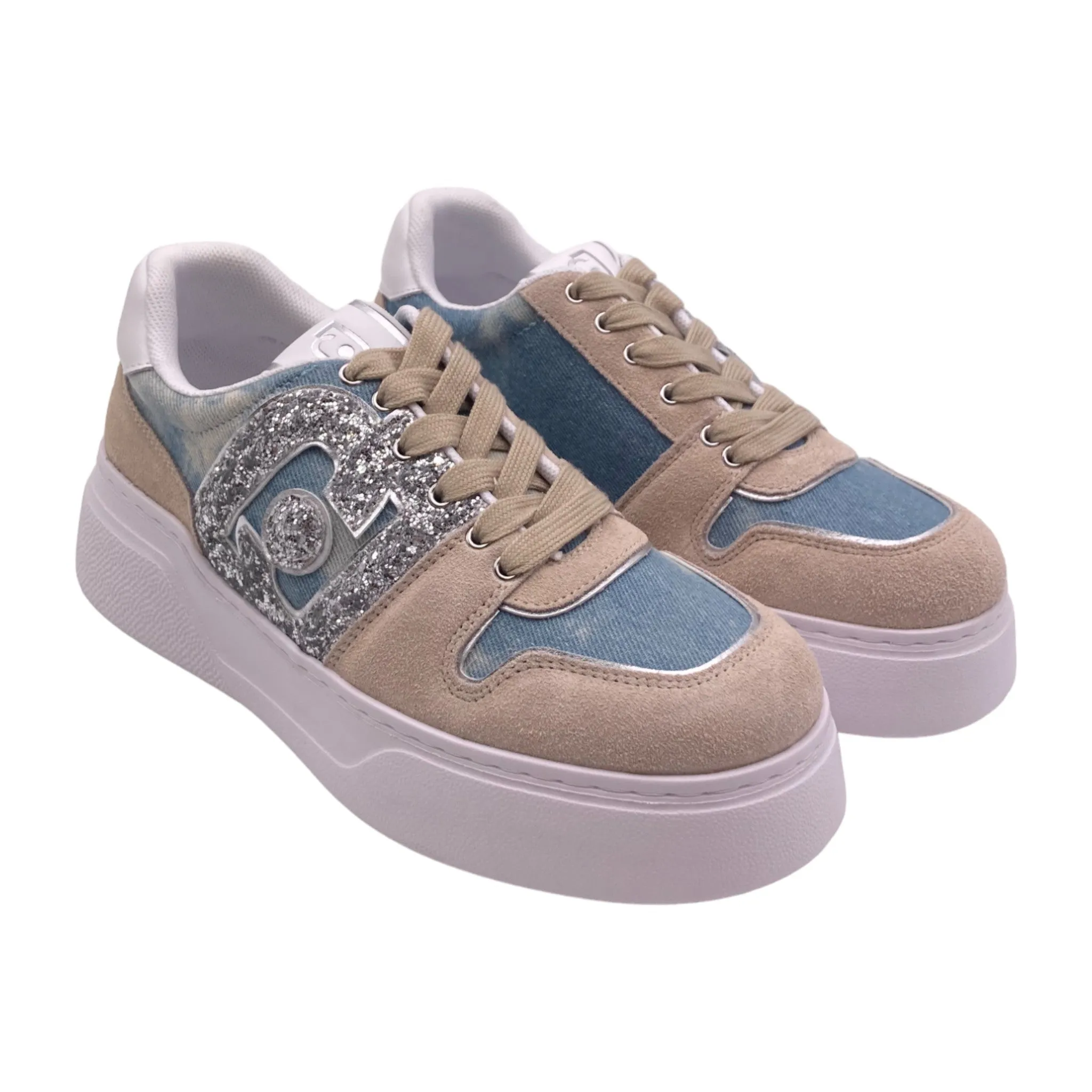 Sneaker Donna Liu jo TAMI13  suede glitter savana denim