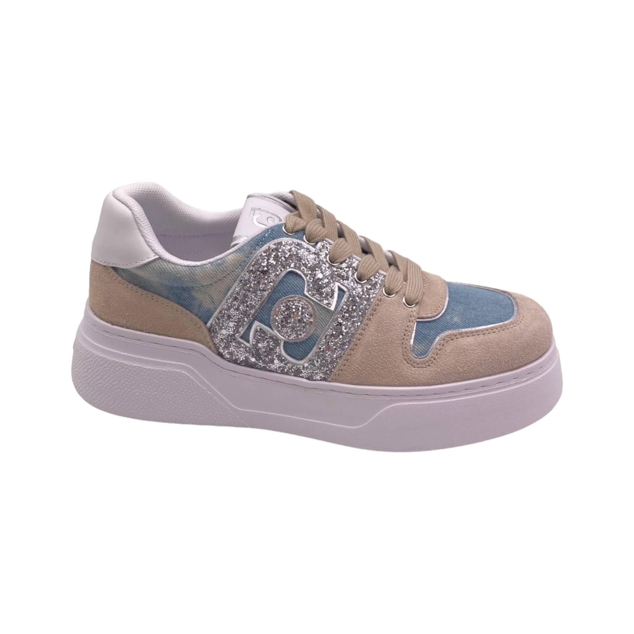 Sneaker Donna Liu jo TAMI13  suede glitter savana denim