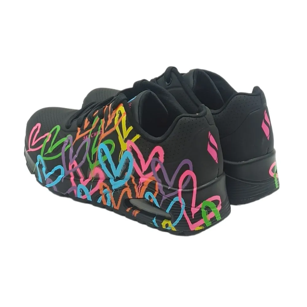 Sneaker donna Skechers  Black Multi 177981 Uno Highlight Love