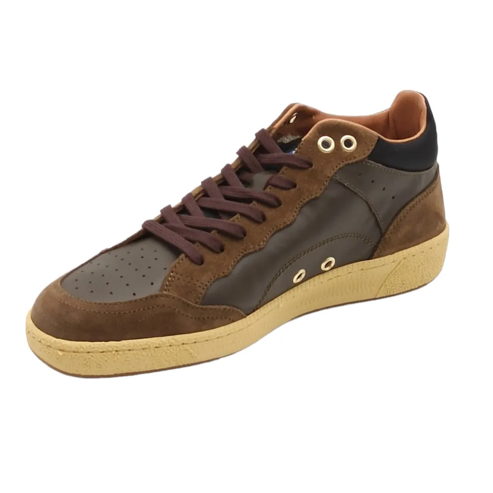 Sneaker uomo alta Blauer F3MURRAY09 LES leather suede BRW BLK