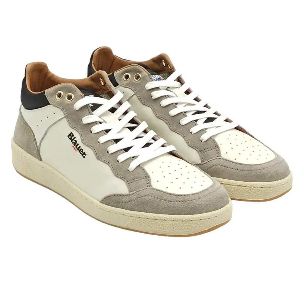 Sneaker uomo alta Blauer F3MURRAY09 LES leather suede WHI BLK