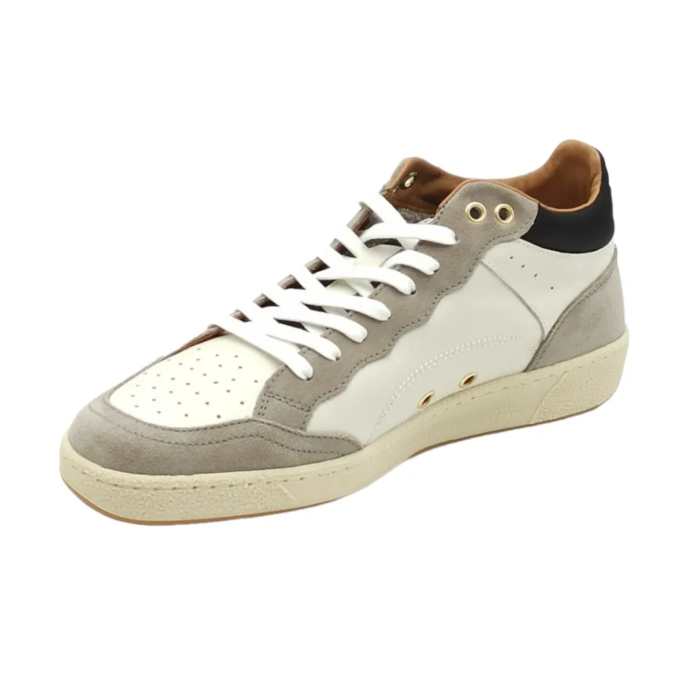 Sneaker uomo alta Blauer F3MURRAY09 LES leather suede WHI BLK