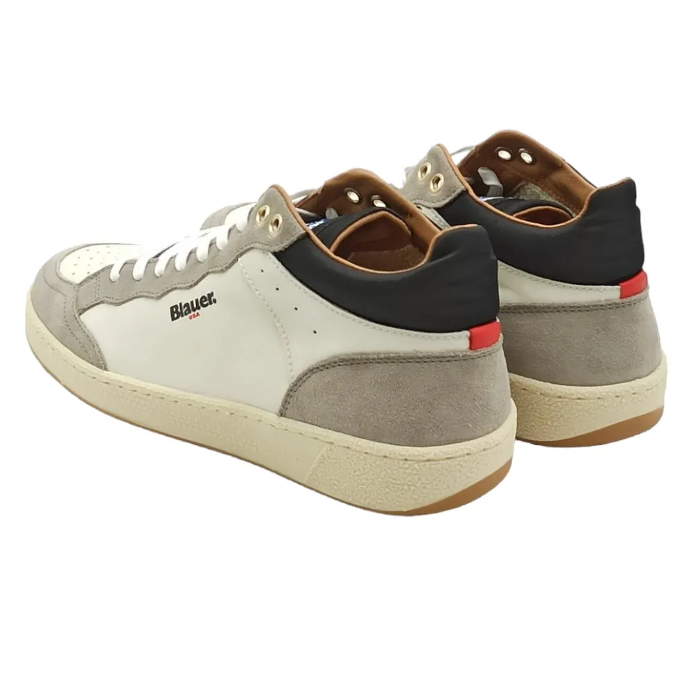 Sneaker uomo alta Blauer F3MURRAY09 LES leather suede WHI BLK