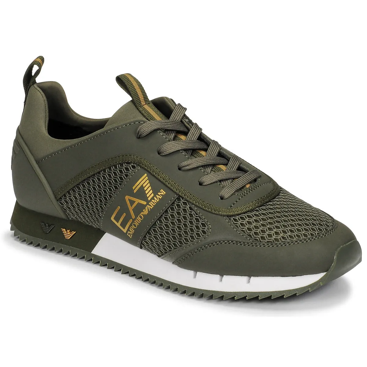 Sneakers Armani EA7 Laces Verde Militare Logo Oro Bianco