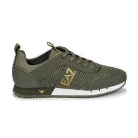 Sneakers Armani EA7 Laces Verde Militare Logo Oro Bianco