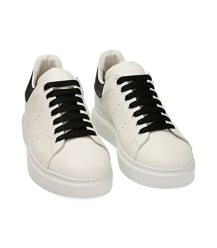 Sneakers bianco/nero in pelle