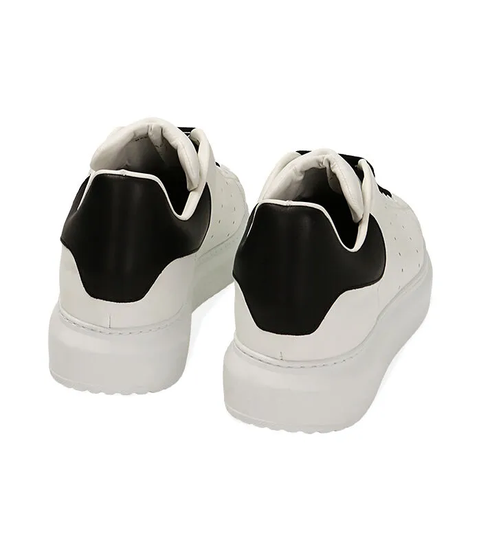 Sneakers bianco/nero in pelle