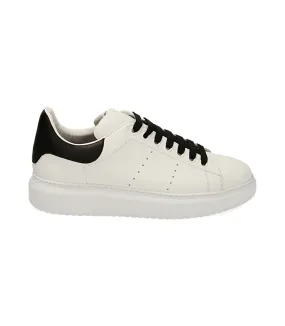 Sneakers bianco/nero in pelle