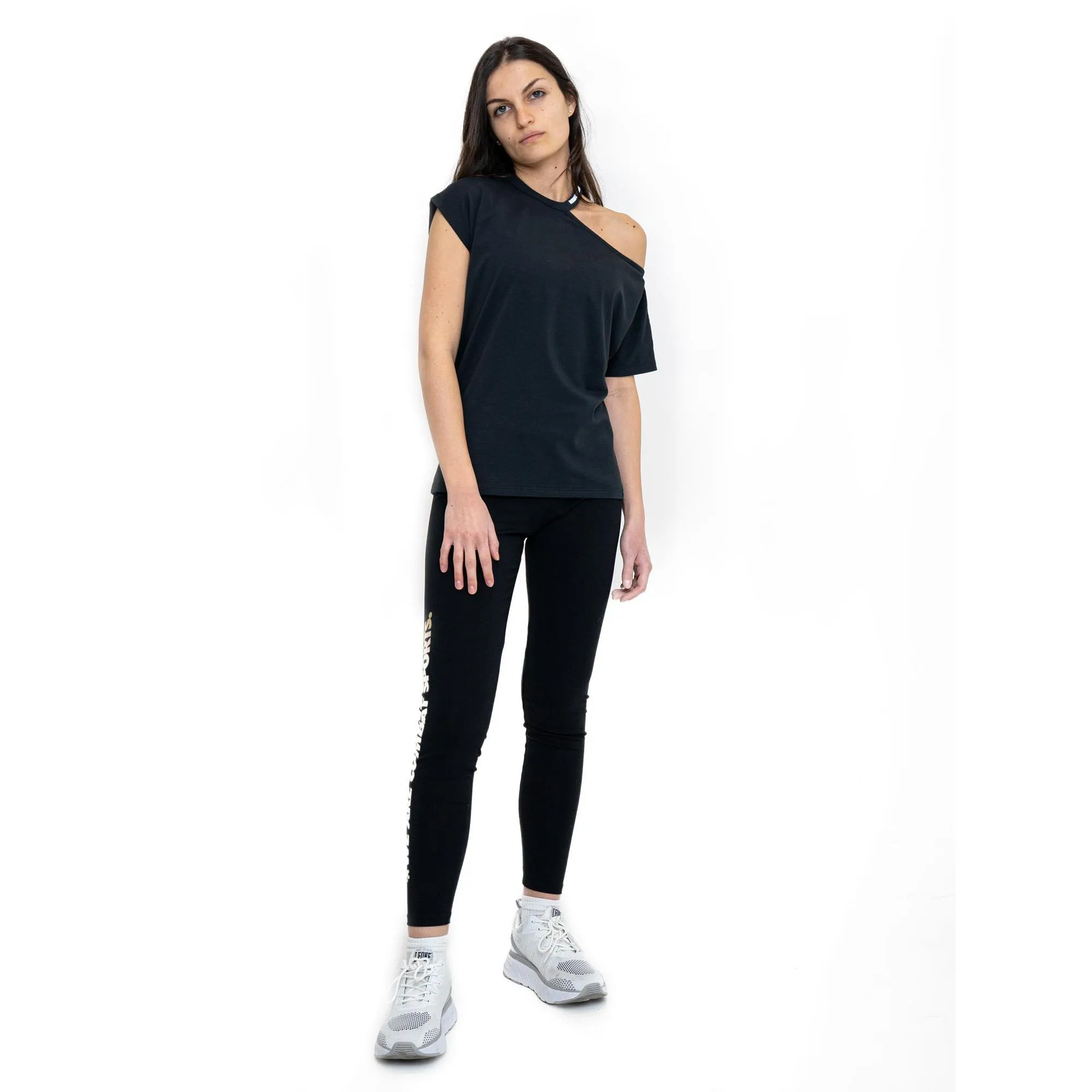 T-Shirt monospalla da donna Black and White