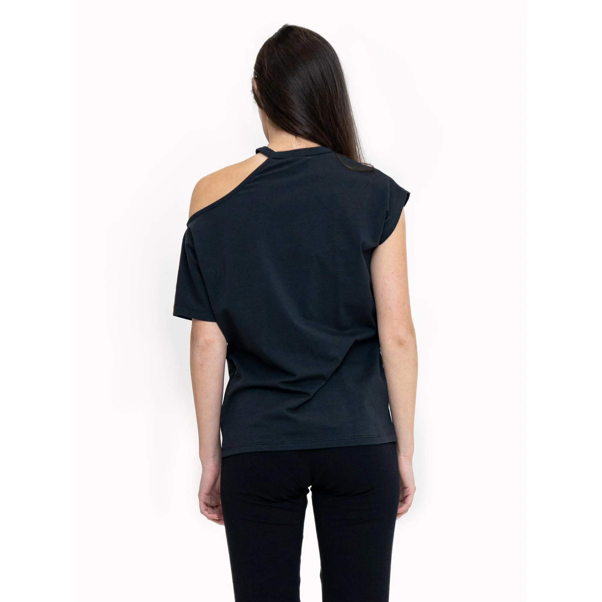 T-Shirt monospalla da donna Black and White