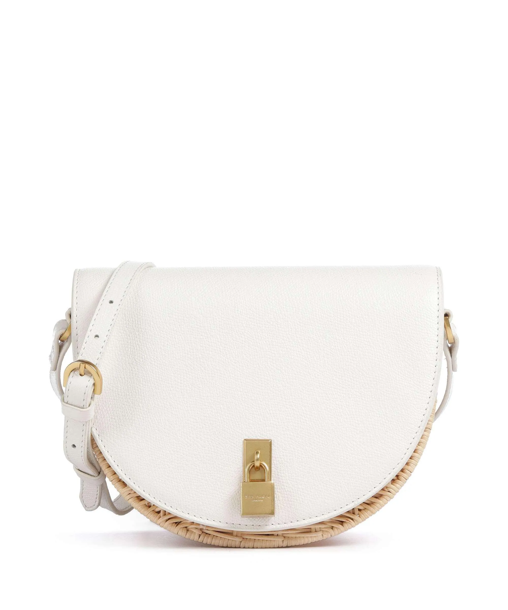  Ted Baker Oxfordd Borsa a tracolla rattan, carta, pelle di vacchetta grana natura/bianco  