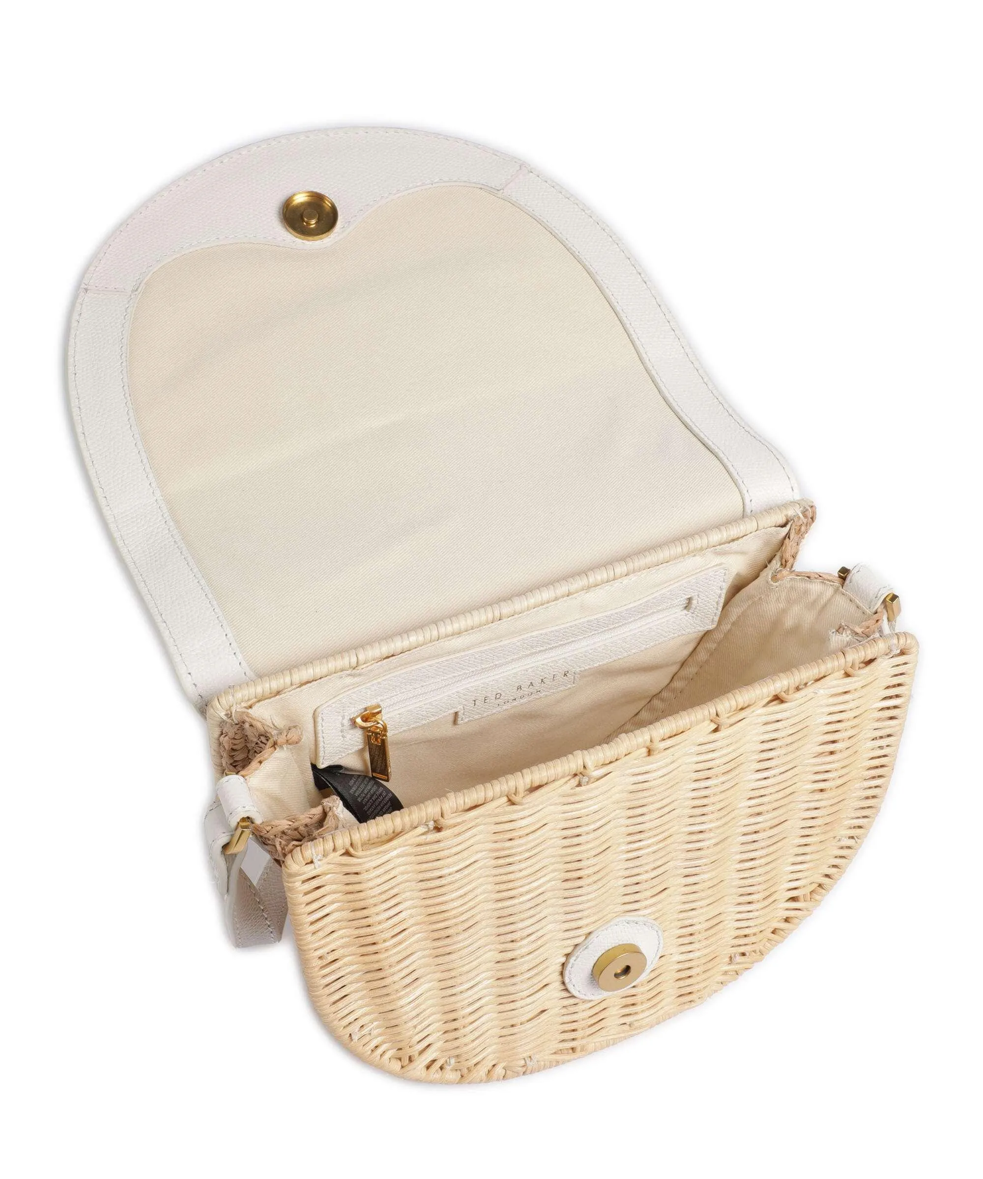  Ted Baker Oxfordd Borsa a tracolla rattan, carta, pelle di vacchetta grana natura/bianco  